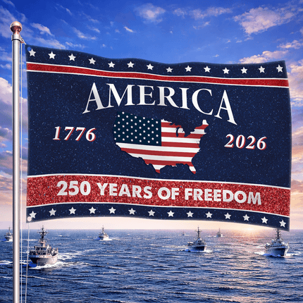 America 250 USA Map Silhouette 250 Years of Freedom House Flag