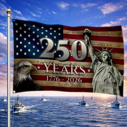 America 250 Years Anniversary Patriotic Eagle Flag HOF3 - Charming Present