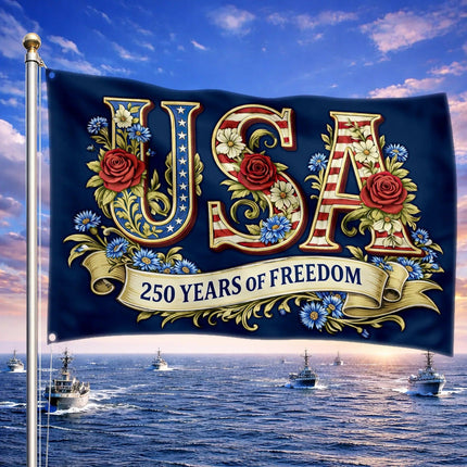 USA Floral 250 Years of Freedom America 250 House Flag