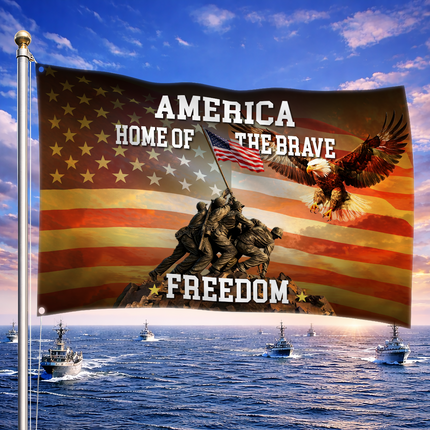 SP-01 Lighthouse Patriotic Decor Home of the Brave Eagle Memorial Day