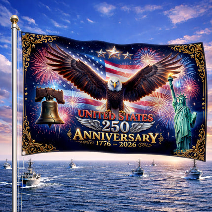 United States 250th Anniversary Liberty Eagle Fireworks House Flag