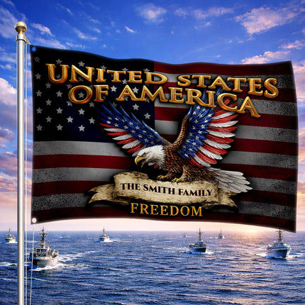 Personalized USA Constitution Eagle American House Flag
