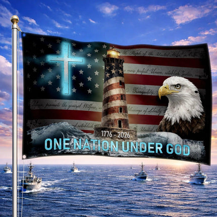 One Nation Under God Christian Patriot House Flag America 250 HOF8 - Charming Present