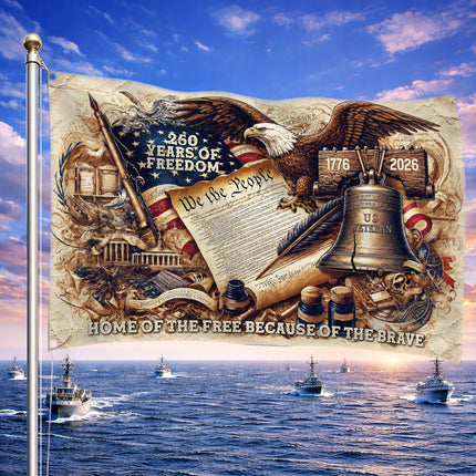 US Veteran Liberty Bell Constitution America 250 House Flag