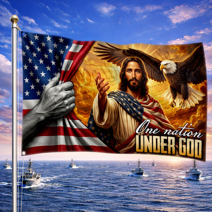 SP-01 One Nation Under God Christian Heritage Patriotic Flag