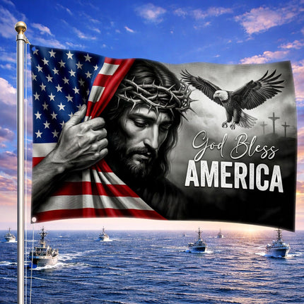 God Bless America Jesus Grommet Flag