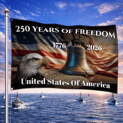 United States of America 250 Years of Freedom Eagle Liberty Bell House Flag