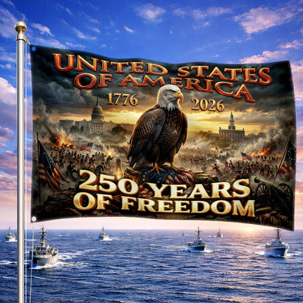 United States of America 250 Years of Freedom Revolutionary War Eagle House Flag