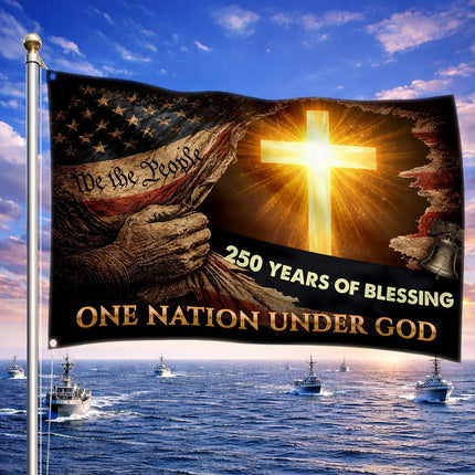 One Nation Under God Christian House Flag America 250 HOF15 - Charming Present
