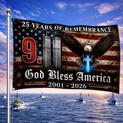 SP-01 God Bless America 9/11 Memorial Flag 2001–2026 Anniversary Tribute