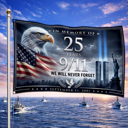 Patriot Day 25th Anniversary Eagle Tribute in Light Memorial Grommet Flag
