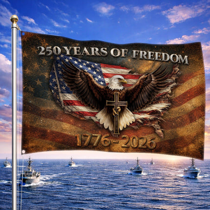 250 Years of Freedom Eagle Cross Faith America 250 House Flag