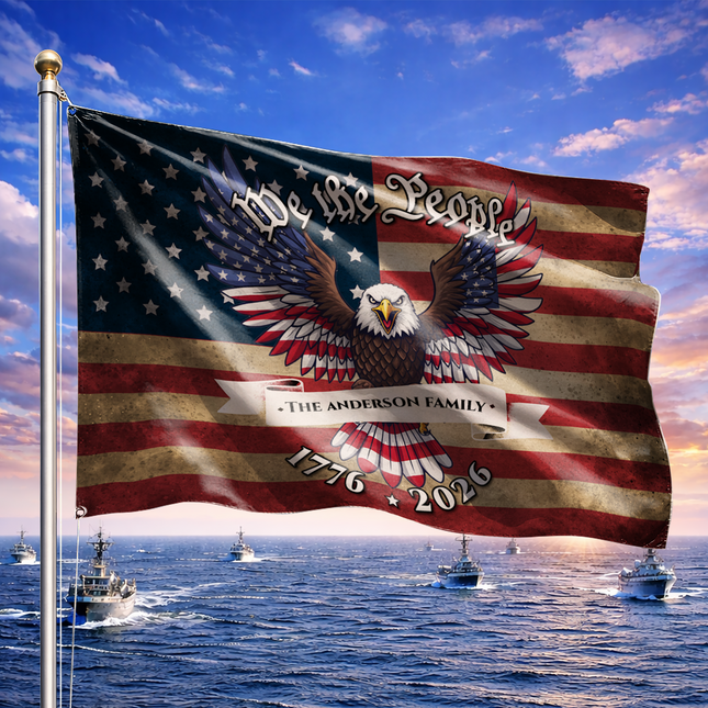 Personalized We The People Patriotic Eagle Flag HOF2
