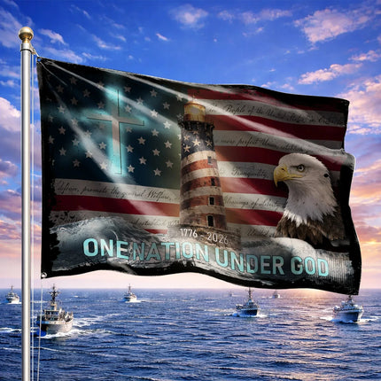 One Nation Under God Christian Patriot House Flag America 250 HOF8 - Charming Present