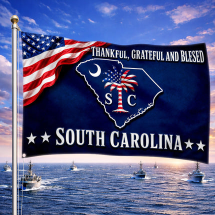South Carolina Grommet Flag Thankful Grateful Blessed Palmetto