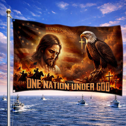 One Nation Under God Patriot Jesus Grommet Flag