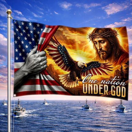 One Nation Under God Revealing Jesus Grommet Flag