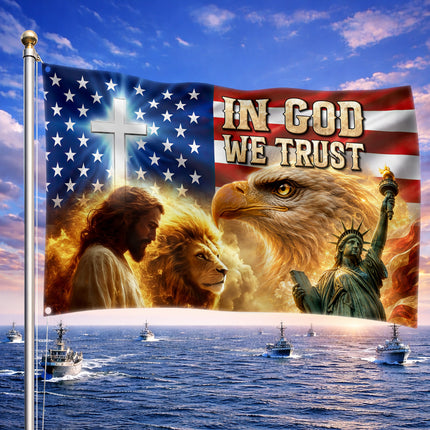 SP-01 In God We Trust Patriotic Christian Flag Fourth of July