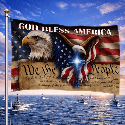 God Bless America We The People Grommet Flag