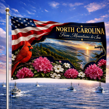 North Carolina Grommet Flag Mountains to Sea Cardinal Floral