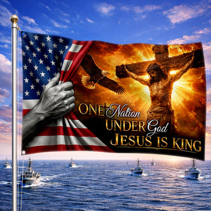 SP-01 Honor Christian Faith Jesus Is King God and Country Flag Easter Christmas