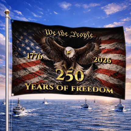 We The People Eagle Torn Flag 250 Years of Freedom House Flag
