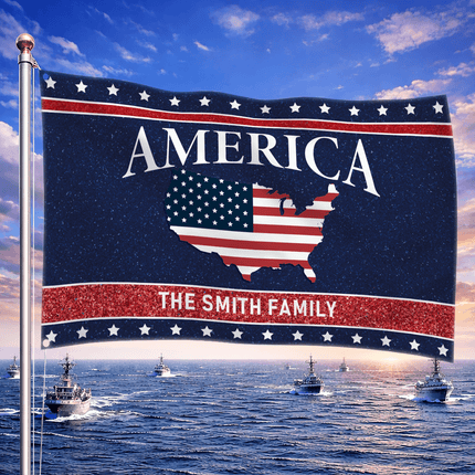 Personalized America USA Map Patriotic American House Flag