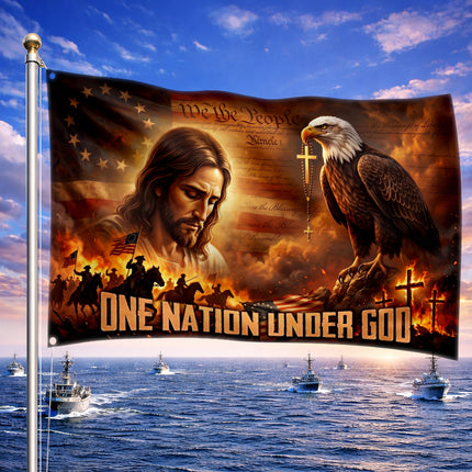 SP-01 Nation Under God Christian Patriotic Grommet Flag