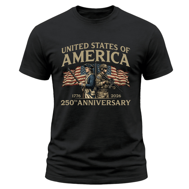 Military Brothers in Arms 250th Anniversary Patriotic T-Shirt America 250