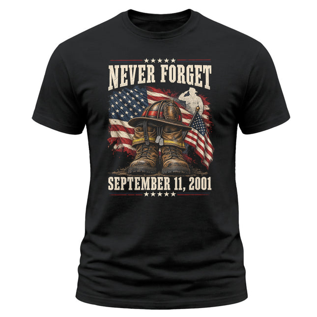 25th Anniversary Patriot Day 911 Never Forget Firefighter Memorial T-Shirt