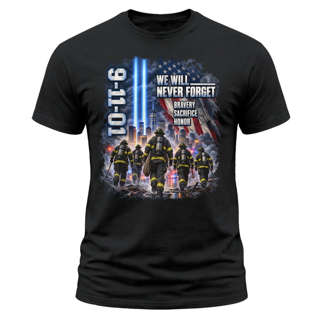 25th Anniversary Patriot Day 911 Firefighter Never Forget Memorial T-Shirt