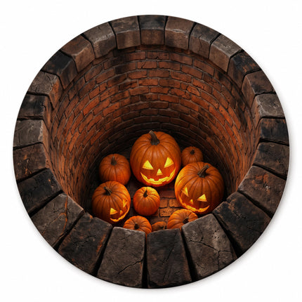 Halloween Round Rug Jack O Lantern Pumpkin Well Doormat