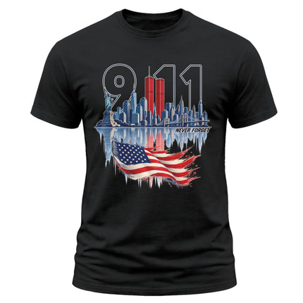 9/11 Never Forget Patriot Day New York City American Flag Memorial T-Shirt