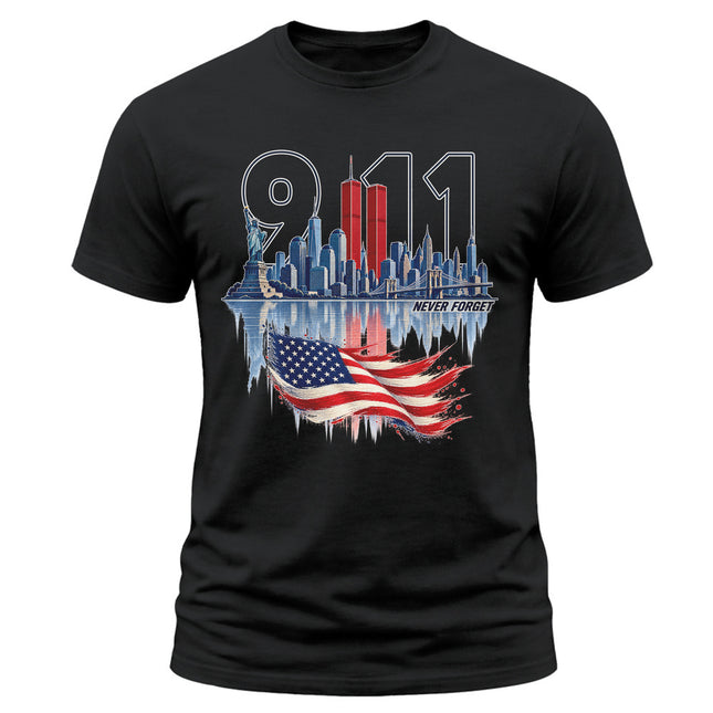9/11 Never Forget Patriot Day New York City American Flag Memorial T-Shirt