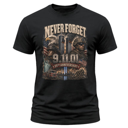 25th Anniversary Patriot Day Firefighter Soldier Eagle Tribute T Shirt
