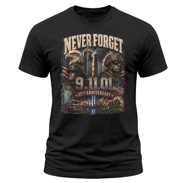 25th Anniversary Patriot Day Firefighter Soldier Eagle Tribute T Shirt