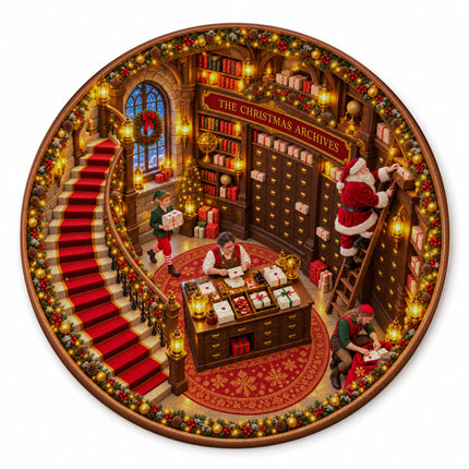 Santa Workshop Round Rug Christmas Archives Holiday Doormat
