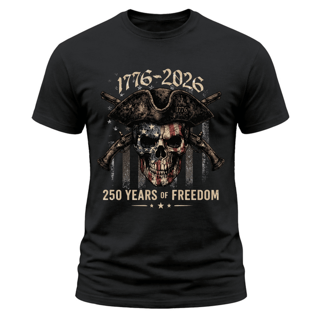 Patriot Skull Tricorn Hat 250 Years Patriotic T-Shirt America 250