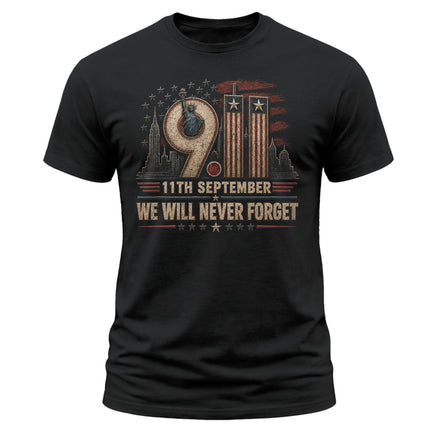 9/11 Never Forget September 11 Patriot Day American Memorial T-Shirt