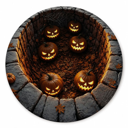 Halloween Round Rug Jack O Lantern Pumpkin Pit Doormat