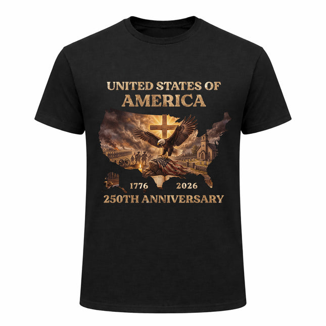 USA Map Faith & Freedom 250th Anniversary Patriotic T-Shirt America 250