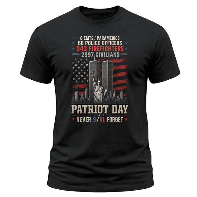 25th Anniversary Patriot Day 911 First Responders Never Forget Memorial T-Shirt