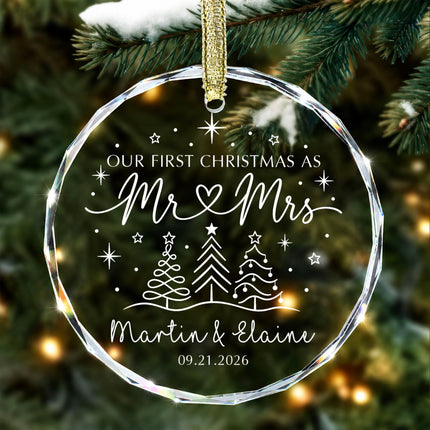 Personalized First Christmas Together Minimalist Christmas Trees Couple Glass Ornament
