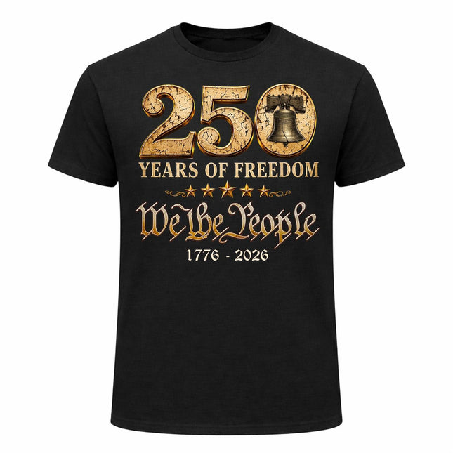 We The People Gold Liberty Bell Patriotic T-Shirt America 250