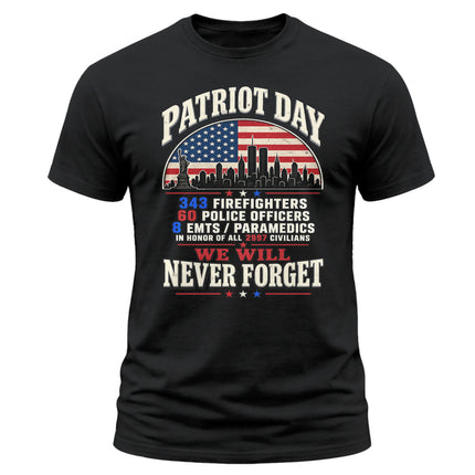 Patriot Day 9/11 Never Forget First Responders Memorial T-Shirt