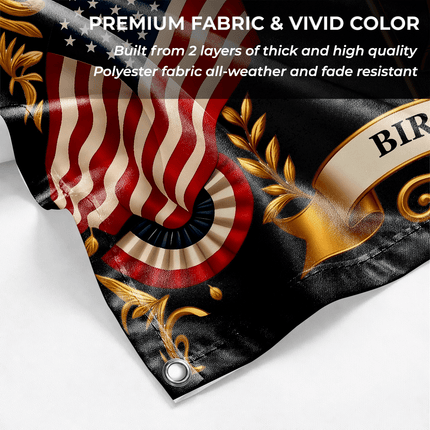 United States 250 Years of Freedom Birth of a Nation Gold Liberty Bell House Flag