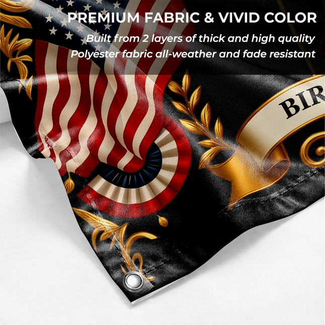 United States 250 Years of Freedom Birth of a Nation Gold Liberty Bell House Flag