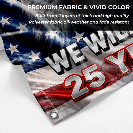 Patriot Day 25th Anniversary Stars Stripes Bald Eagle Grommet Flag