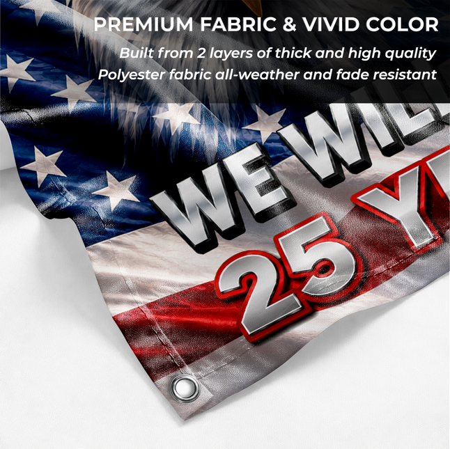 Patriot Day 25th Anniversary Stars Stripes Bald Eagle Grommet Flag