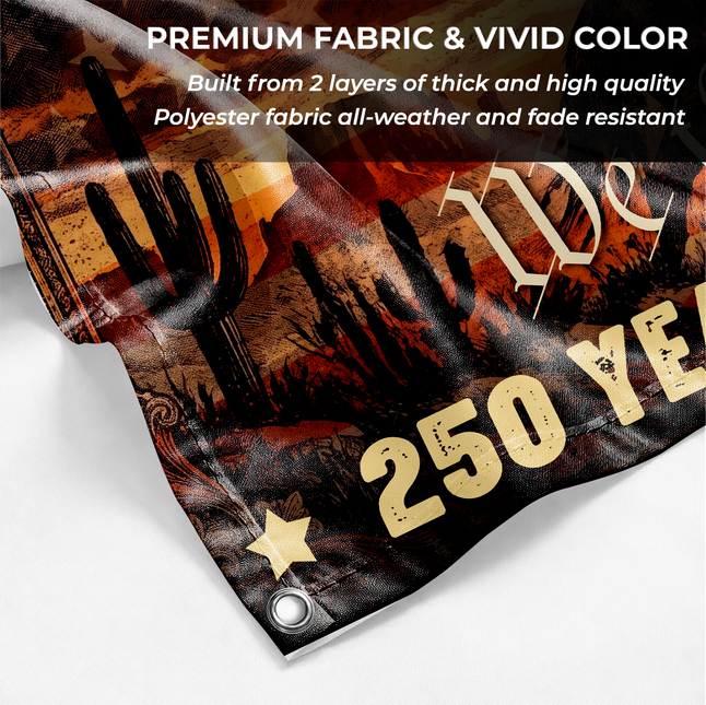 United States of America 250 Years of Freedom Vintage Cowboy Western Flag